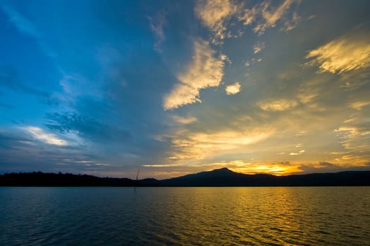 Sunset at Lake close to the beach,East of  Thailand