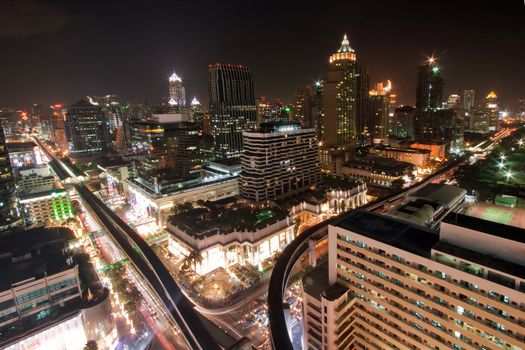 bangkok skyline at downtown night