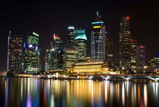 skyscraper in Singapore at night