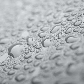 Crystal clear water drops in B&W