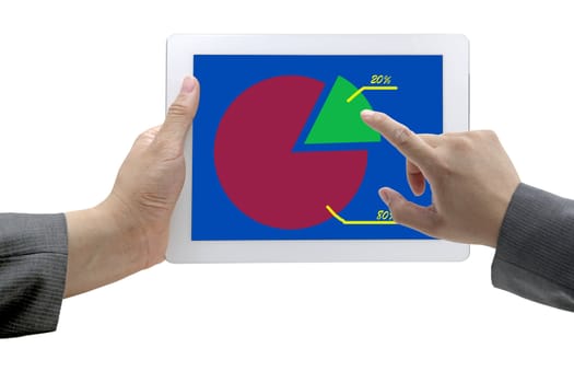 Business Hand Select on Best 20 Graph for 80-20 Rule on Tablet