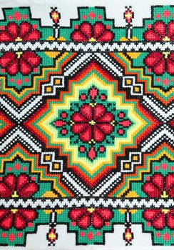 embroidered good by cross-stitch pattern. ukrainian ethnic ornament