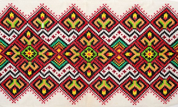 embroidered good by cross-stitch pattern. ukrainian ethnic ornament