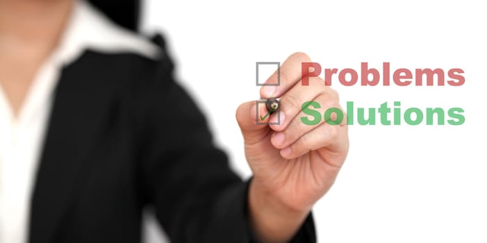 business Problem solutions (selective focus at pen)