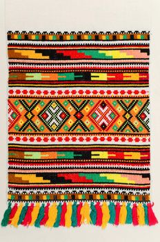 embroidered good by cross-stitch pattern. ukrainian ethnic ornament