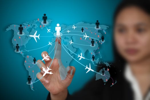businesswoman making money form world globalization transport business travel