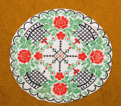 embroidered good by cross-stitch pattern. ukrainian ethnic ornament