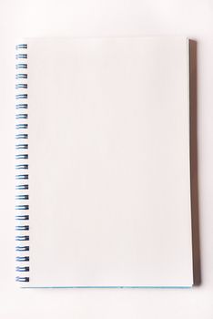 White blank notebook isolated on white head on