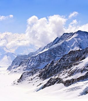 Closeup of Great Aletsch alps glacier