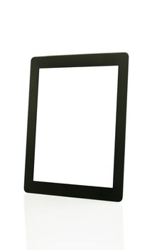 Tablet PC over white background - electronic library concept