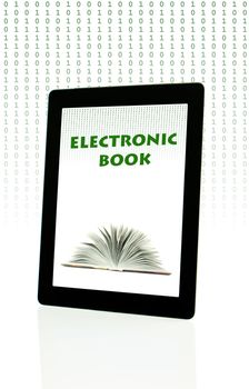 Tablet PC over white background - electronic library concept