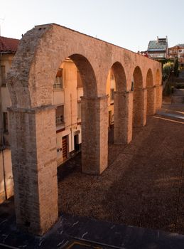 View of Los Pilares Aqueduct of Oviedo, Asturias - Spain