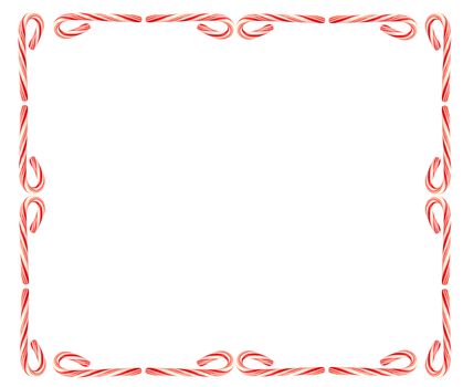 Frame of christmas candy cane isolated on white background
