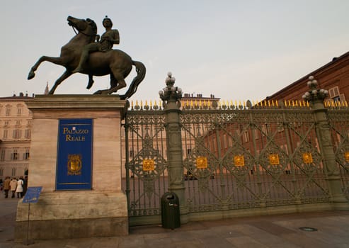 Equestrian monument, Piazza Castello in Turin - Italy