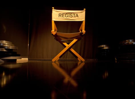 Photo of Director Chair on black background