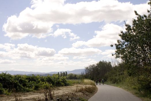 Pilgrims; Way of St. James in the summer