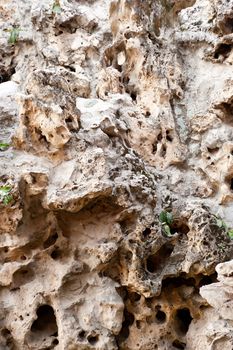 Stone and volcanic rocks in a high pile