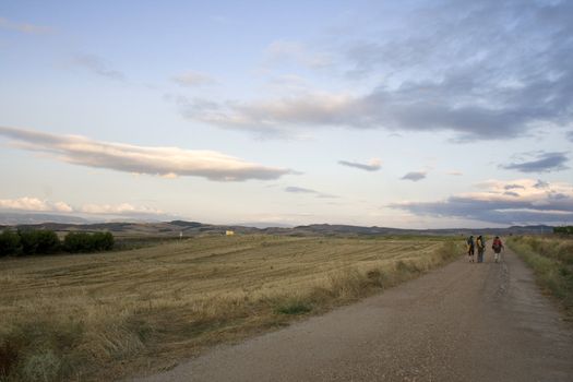 Pilgrims; Way of St. James in the summer