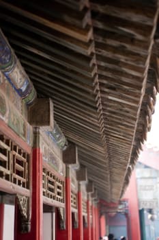 Eaves of roofs in an Oriental Palace in Beijing, China.