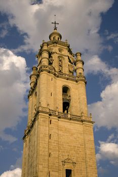 Bell tower of Santa maria church in Los arcos, spain