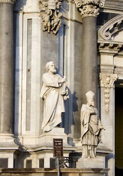 St. Peter statue on Catania cathedral - Italy