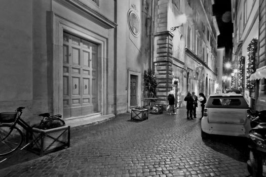 A dark and narrow alley in Rome, Italy