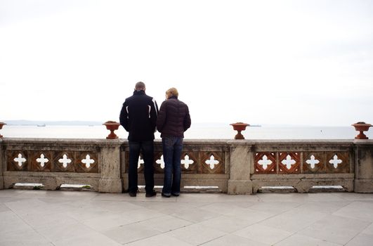 Lovers at the battlement, Miramare castle - Trieste