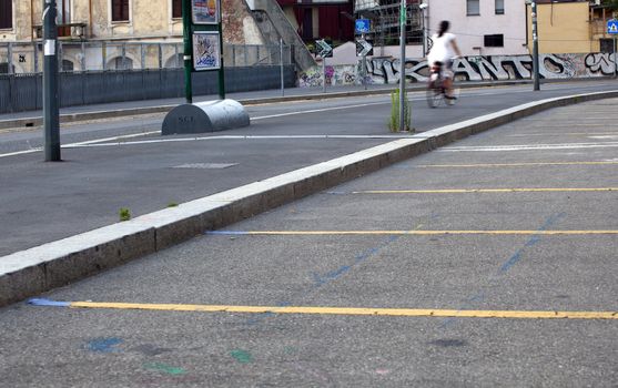 Empty Parking for cars, Milan