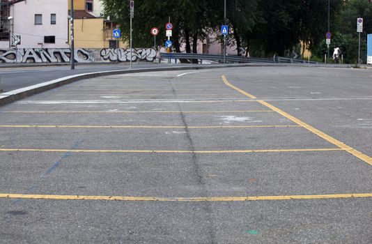 Empty Parking for cars, Milan