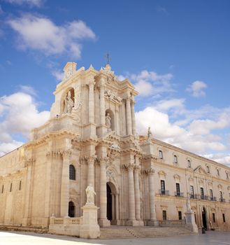 View of Duomo di Siracusa - Siracusa cathedral on blue sky, Sicily - Iyaly
