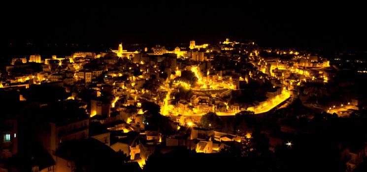 View of Enna in the night, Italy