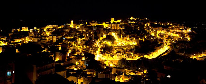 View of Enna in the night, Italy