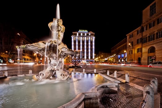 Fountain with Ancient Roman Statues in Rome, Italy