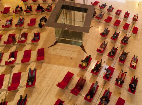 A lot of armchairs in a big room