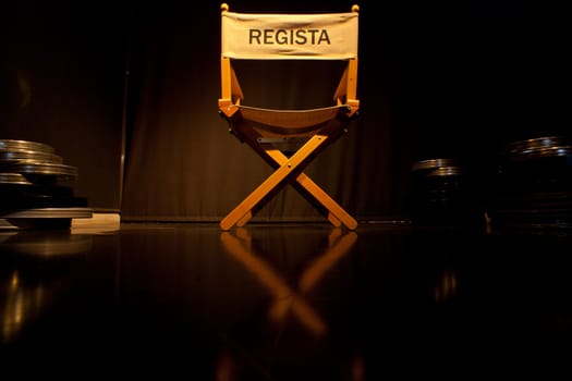 Photo of Director Chair on black background