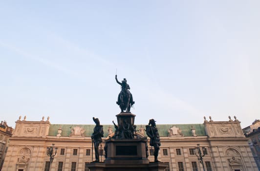 View of Equestrian Monument, Royal square in Turin - Italy