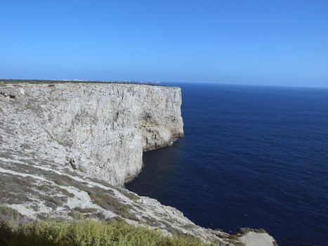 Monumental cliff coast near Cape St  Vincent, Portugal