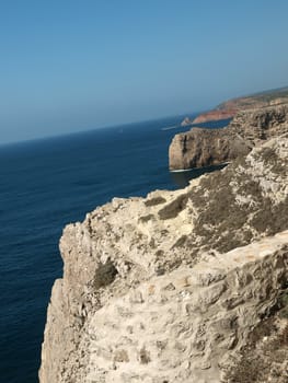 Monumental cliff coast near Cape St  Vincent, Portugal