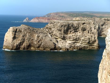 Monumental cliff coast near Cape St  Vincent, Portugal