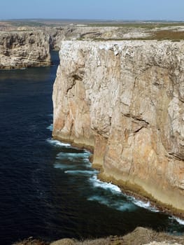 Monumental cliff coast near Cape St  Vincent, Portugal