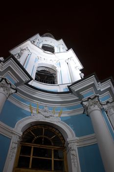night vertical view of St. Nicholas cathedral. Saint-Petersburg, Russia