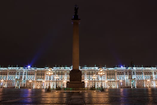 Winter Palace and Alexander Column on Palace Square in St. Petersburg