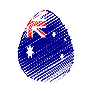 easter egg with Australian flag, striped drawing, holiday concept