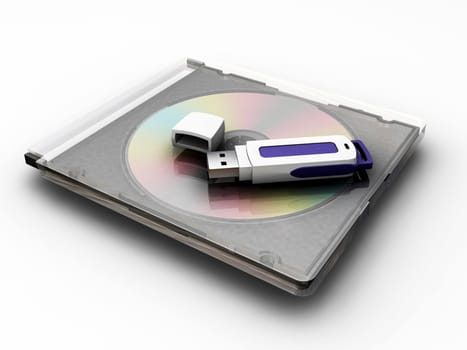 USB pen drive on compact disc