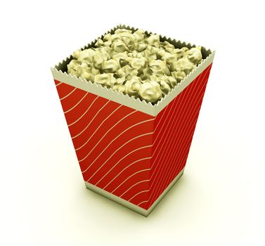 3D render of a carton of popcorn