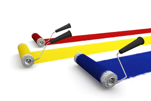3D render of paint rollers
