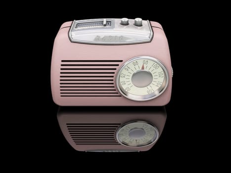 3D render of a retro radio on a black background