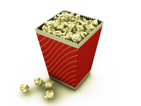 3D render of a carton of popcorn