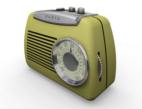 3D render of a retro styled radio