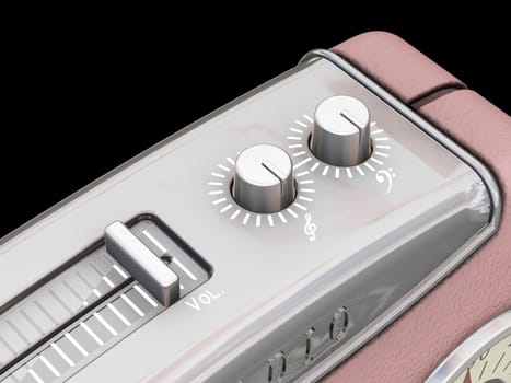 3D render of a close up of a retro radio